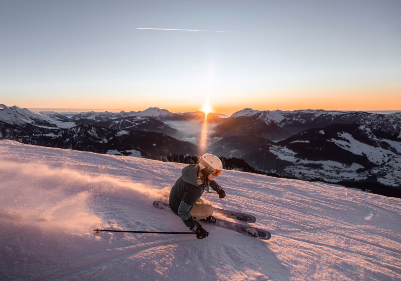 Ski coucher de soleil