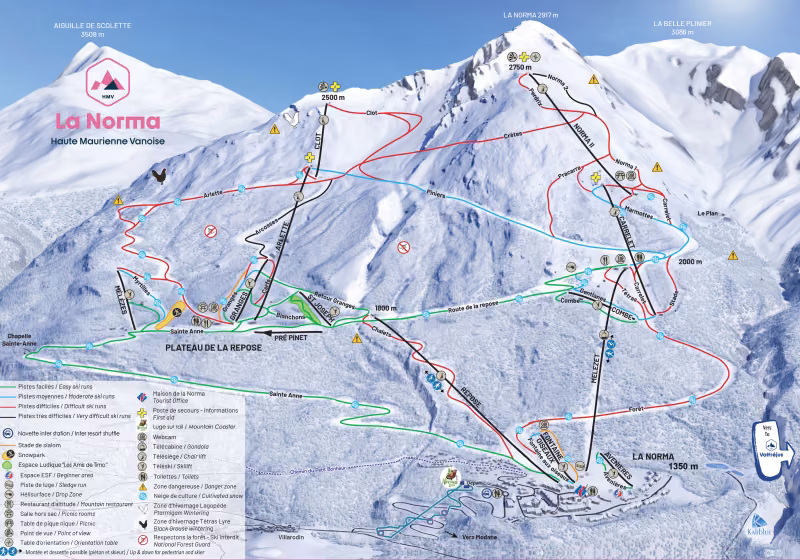 Plan des pistes hiver